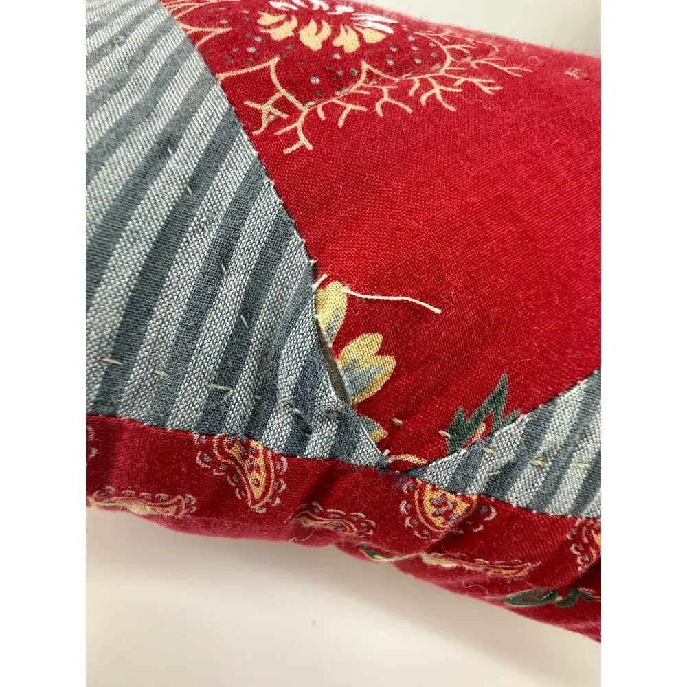 Patchwork Throw Pillow Pair Americana Farmhouse Cottagecore 13 Inch